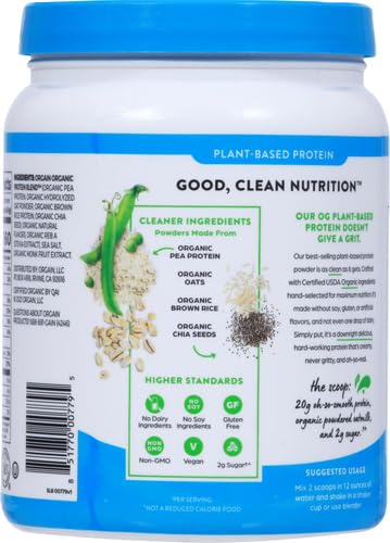 Orgain Organic Vegan Protein Powder + Oat Milk, Vanilla Bean: 20g Plant Based Protein, Gluten Free, 1.05lb