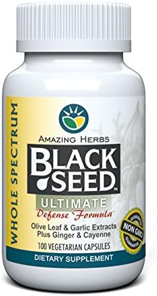 Amazing Herbs Whole Spectrum Black Seed Ultimate, Vegetarian Capsules, 100 Count
