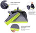 Adjustable Rubber Push Broom and Dustpan Set, Self Cleaning Indoor Outdoor Angle Brooms for Home, Long Handle for Pets