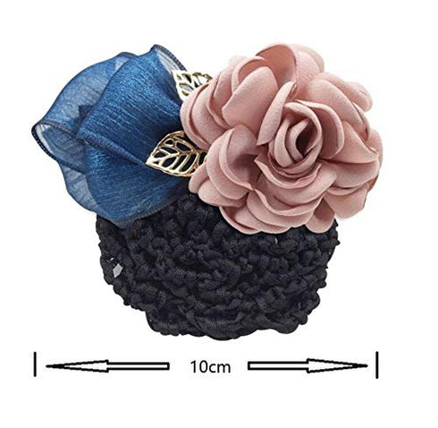 Women Hair Bun Cover Net Snood, Bowknot Decor Hair Accessories for Stewardess and Restaurant Staff (Pink)