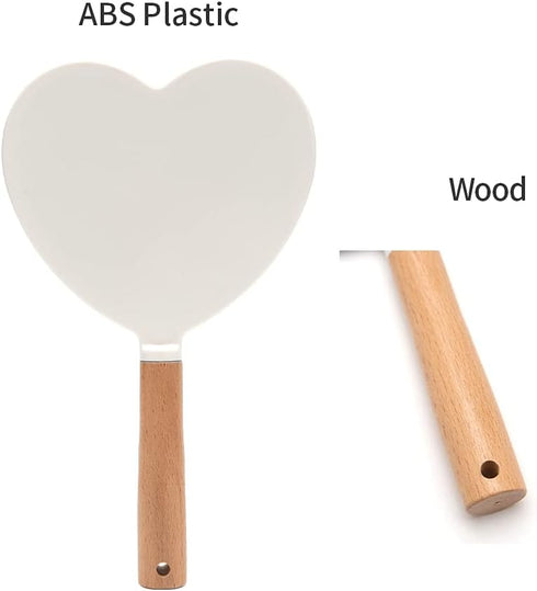 YEAKE Hand Held Mirror with Handle for Makeup - Small Cute Wood Hand Mirror for Shaving, Single-Sided Portable Travel