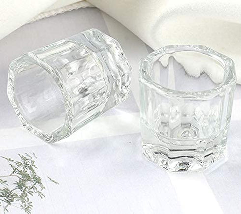 PandaSpa 2 Pieces Dappen Dish, Crystal Bowl Glass Acrylic Nail Liquid Powder Nail Art (Pack of 2)
