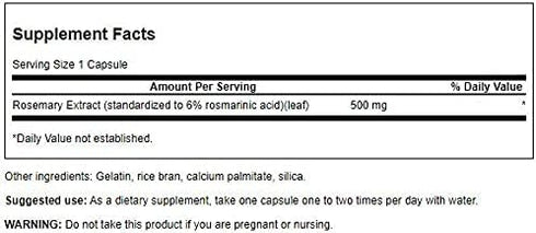 Swanson Rosemary Extract 500 Milligrams 60 Capsules