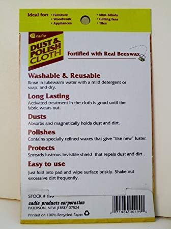Reusable Dust and Polishing Cloth, Beeswax Furniture Wipes for Cleaning or Wiping Dirt Surfaces at Home and Office,