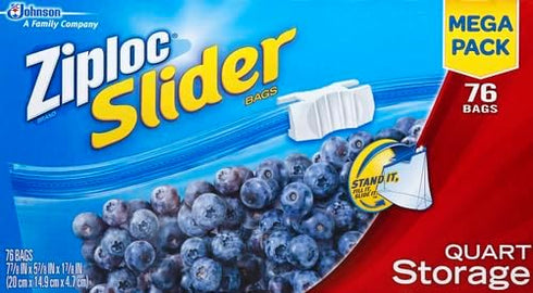 Ziploc Quart Food Storage Slider Bags, Power Shield Technology for More Durability, 76 Count by Ziploc