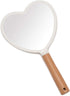 YEAKE Hand Held Mirror with Handle for Makeup - Small Cute Wood Hand Mirror for Shaving, Single-Sided Portable Travel