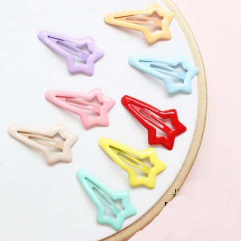HLLMX 10 PCS Colorful Stars Duckbill Clip Hair Clips, Non-slip Metal Hair Barrettes for Kids Teens Women