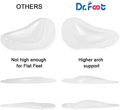 Dr. Foot's Arch Support Shoe Insoles for Flat Feet, Gel Arch Inserts for Plantar Fasciitis, 2 Pairs