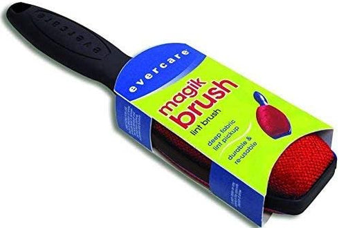 Evercare Magik Brush - Double Sided Lint Pick-Up Brush for Pet Lint & Dust (Black Handle)