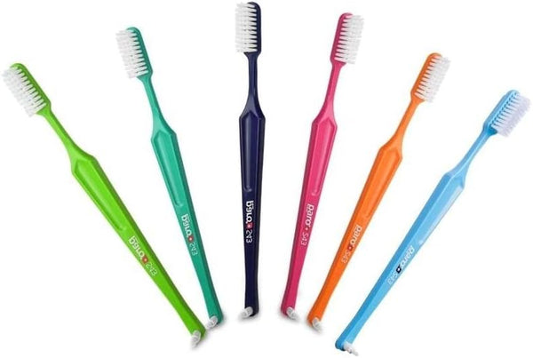 Paro S43 Toothbrush, Compact Brush Head with Soft Bristles, 6 Pack with 4 Rows and 43 Tufts for Gentle Cleaning