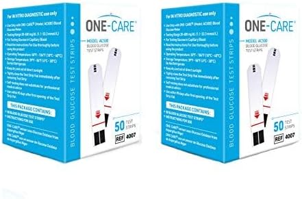ONE-CARE Blood Glucose Test Strips, 100 Count (2 boxes of 50 each) for Precision Sugar Measurement in Diabetics