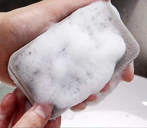 5 Pcs Heavy Duty Dual-Sided Scrub Sponges for Kitchen, Multi-Use Deep Cleaning (Grey White)