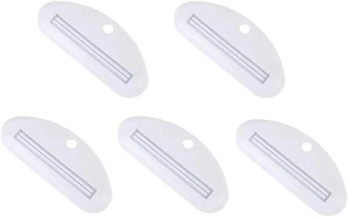 Mozff 5Pcs White Toothpaste Squeezer, Plastic Toothpaste Tube Squeezer Dispenser, Toothpaste Clips for