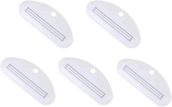 Mozff 5Pcs White Toothpaste Squeezer, Plastic Toothpaste Tube Squeezer Dispenser, Toothpaste Clips for