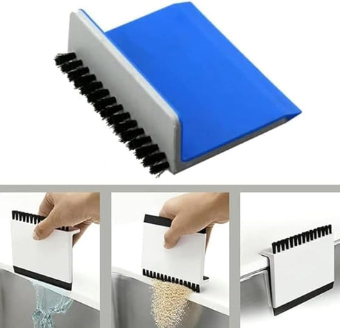 2 Pcs Black Kitchen Sink Squeegee Cleaner and Countertop Brush Wiper for Vegetable Cleaning, Home Tool Accessories