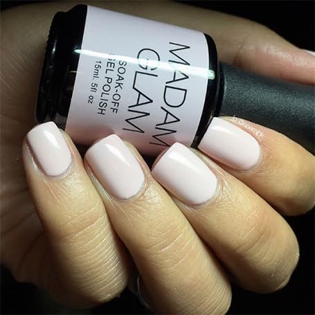 Madam Glam Rosy Nude Gel Polish, 15ml Professional Nail Care, Long-Lasting Vegan Creme Formula
