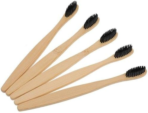 UCCKEYI 40-Pack 7in Black Bamboo Toothbrushes, Medium Bristles, Eco-Friendly & Biodegradable for Adults, Travel