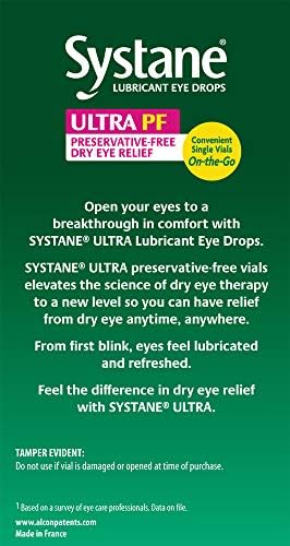 Systane Ultra Eye Drops, Lubricant, 60 Count (Pack of 1), (Packaging may vary)