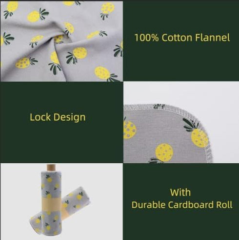 Paperless Towels Roll, Washable Cotton Cloth, 25 Pack with Durable Cardboard Roll, 10" X 10" Eco Friendly