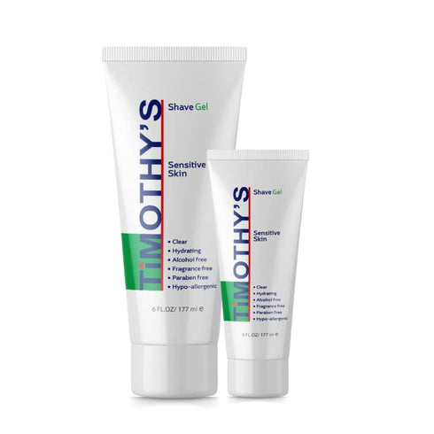 Timothy's Unscented Shave Gel 3 oz. travel size, Alcohol Free, Paraben Free, Fragrance Free, Clear and transparent visability, SLS Free, Sensitive Skin, Dermatology tested