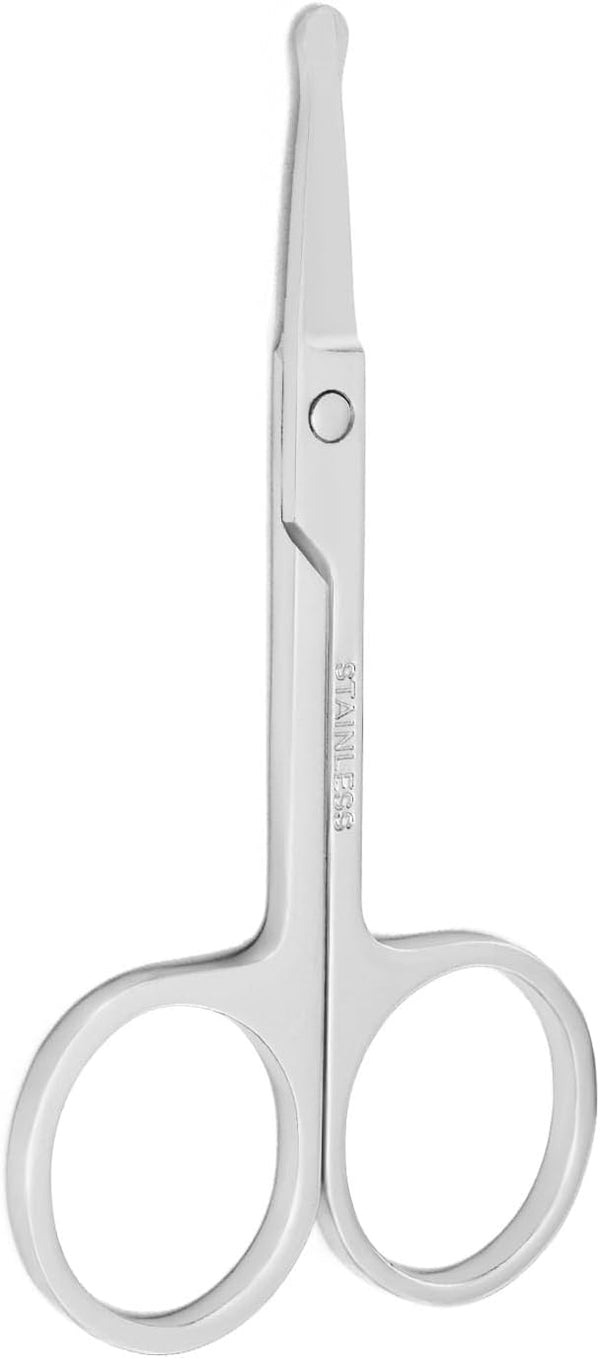 Nose Hair Trimmer Scissors - 3.4" Round Tip Scissors for Ear, Eyebrow, Beard Trimming, Multi-Purpose Beauty Tool