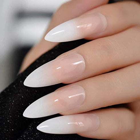 YIMART 500pcs/pack Stiletto False Nails - Clear Long Almond False Nail Tips for Decoration Nails Salon (Clear Long