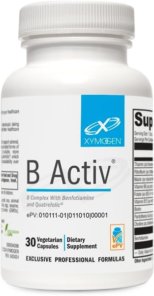 XYMOGEN Vitamin B Complex - B Activ, Activated B Vitamins with Benfotiamine, 30 Capsules for Adrenal & Immune Support