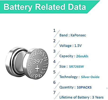 SR726SW 397 396 LR726 Silver Oxide Watch Battery - 10 Packs