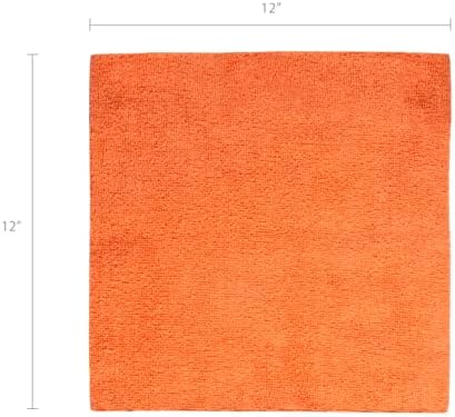 Eurow Reusable Microfiber Cleaning and Drying Wipes, 200GSM, 12 by 12 Inches, Pack of 50 in Orange