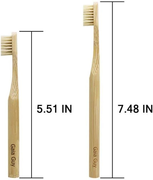 Gaia Guy Natural Bristle Bamboo Toothbrush Family Pack - Compostable & Biodegradable Boar Bristle, 4 Kids & 4 Adults