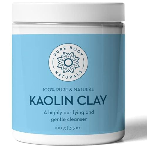 Pure Body Naturals Kaolin Clay Powder, 100 g - Ideal for Natural DIY Skin Cleansers, Masks, and Scrubs