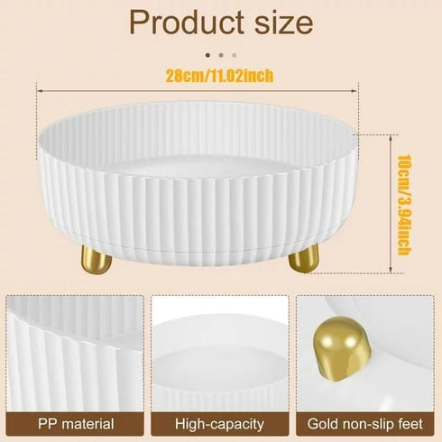 Deluxe 360 Rotating Makeup & Perfume Organizer: Chic Lazy Susan Cosmetic Storage with Spacious Capacity - Elegant Round Display Tray for Jewelry, Lotions, and More! (White, Large) by JOOWES