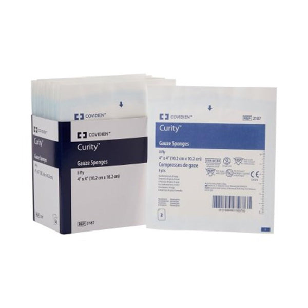 Covidien 2187 Curity Gauze Sponge, Sterile 2's, 4" x 4", 8-ply (Pack of 50)