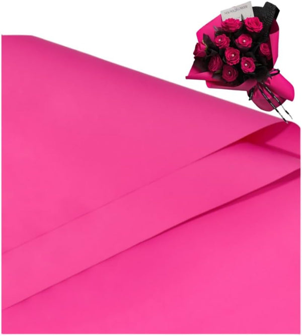 DODXIAOBEUL 20 Sheets Dark Pink Waterproof Flower Wrapping Paper, 22 x 22inch, Florist Bouquet Gift Packaging
