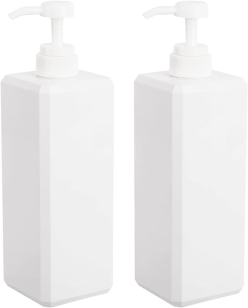 Pump Bottle, Refillable Plastic Empty Lotion Dispenser for Bathroom Shampoo and Body Wash, 32oz/1L White, 2 Pack