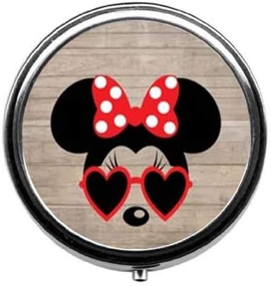 Cartoon Bow Little Mouse Pattern Pill Box - Round Three-Compartment Pill Case