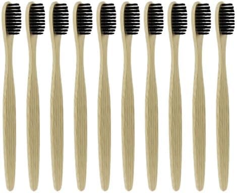 UCCKEYI 40-Pack 7in Black Bamboo Toothbrushes, Medium Bristles, Eco-Friendly & Biodegradable for Adults, Travel