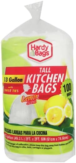 Tall Kitchen Trash Bags, 13 Gallon, Fresh Clean Lemon Scent, 100 Ct