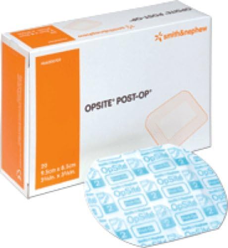 Smith & Nephew Opsite Post-Op Transparent Waterproof Dressing with Highly Absorbent Pad, 3-3/4" x 3-3/8", Low