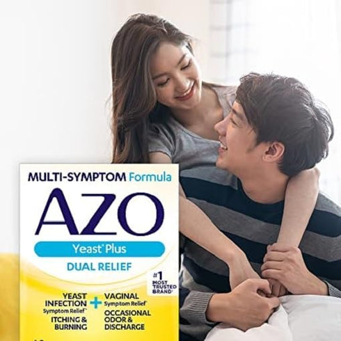 AZO Yeast Plus Dual Relief Tablets, FSA/HSA Eligible, 60 Count, Yeast Infection and Vaginal Symptom Relief