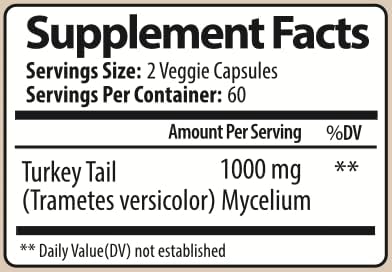 Immune 1000 120 Parker Naturals Turkey Tail Mushroom Capsules - Organic Mushroom Supplement for System Health Support