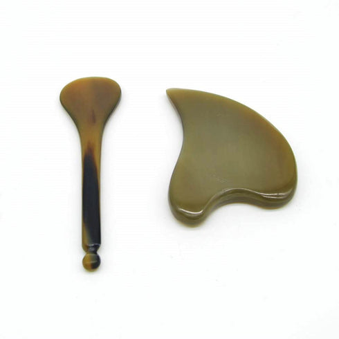 Set i-lan Horn Gua Sha Scraping Board for SPA|Natural Water Buffalo Horn Massage Tools for Body,Face,Foot,Hand,BackNeck