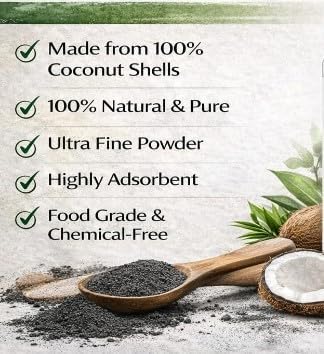 Prakruthi (400g) Activated Charcoal Powder | Coconut Shell-Based | Multipurpose Use for Oral Care, Skin Care