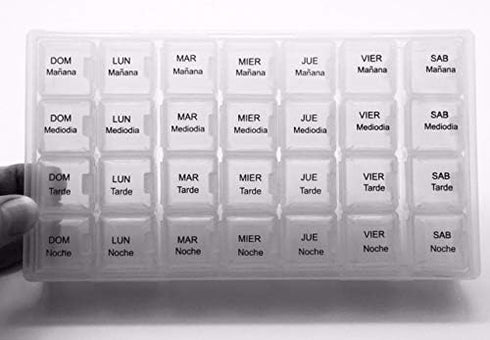 Healthaccessories 7 Spanish Day Four Times a Day Weekly Pill Planner Organizer - Large Compartment Pill Boxes Store