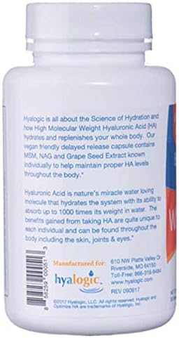 Hyalogic Hyaluronic Acid 120 mg Capsules | Combo Formula w/Glucosamine MSM | 30 Count