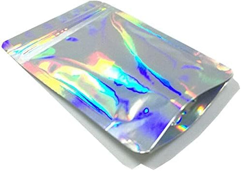 Hxuan 100PCS Packaging Bags,7.1x10.2 Inch) Metallic Aluminum Foil Zip Lock Bags Glossy Reusable Smell Proof Heat