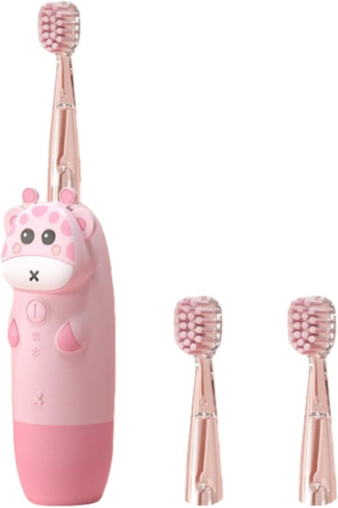MAGICLULU Electric Toothbrush Set 4pcs Pink Deer Sonic Vibrations USB Rechargeable Gentle