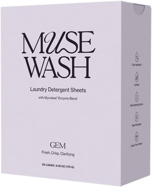 MUSEWASH Laundry Detergent Sheets | Enzyme-Powered, Vegan, Paraben-Free | Luxury Scents | Plastic-Free,
