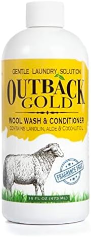 Outback Gold Wool Wash, Natural Plant Based Liquid Laundry Detergent, Fragrance Free, 16 Fl Oz