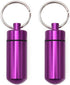 AKOAK 2 Pcs Colorful Round Aluminum Alloy Pill Bottle, Waterproof Outdoor Travel Portable Key Chain, Purple